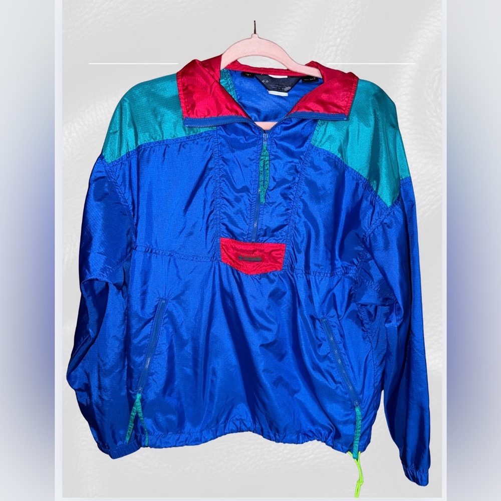 Columbia Men’s Vintage Colorblock Windbreaker Jacket – Retro 90s Style